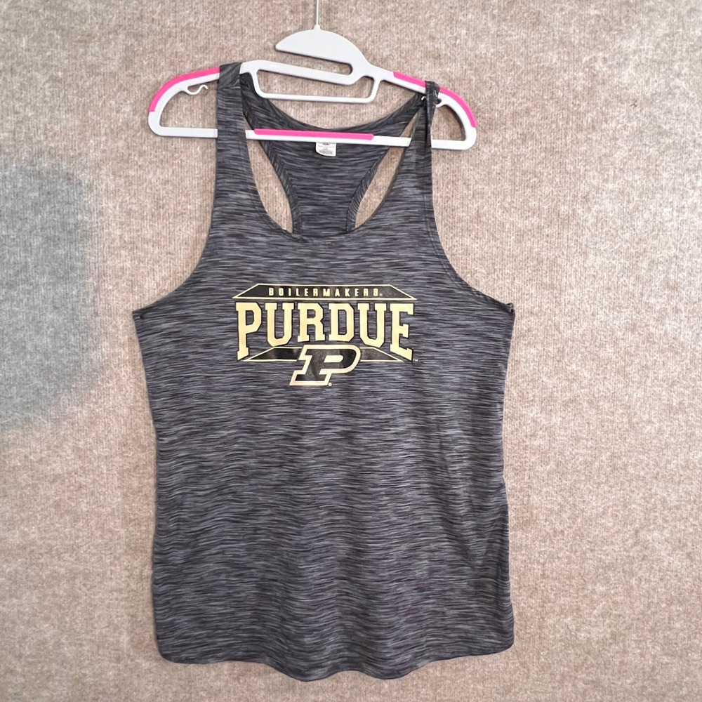 Sideline Apparel Purdue Boilermakers Tank Top Women Lg Gray Space Dye Athletic